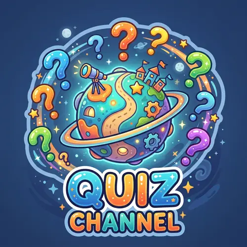 Whimsical Quiz Channel Logo | Playful Design with Orbiting Question Marks
