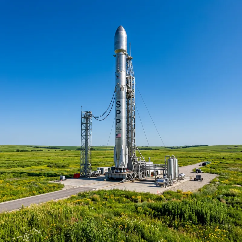 SPP Rocket Launch in Green Field | 4K Rocket Liftoff Image