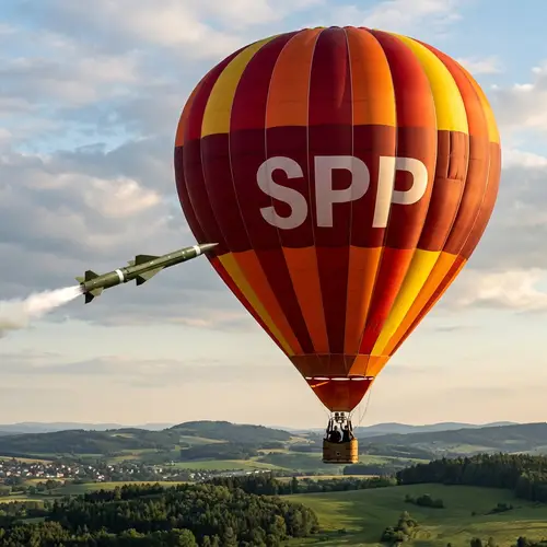 Hot Air Balloon with 'SPP' Letters - Explosion Imminent