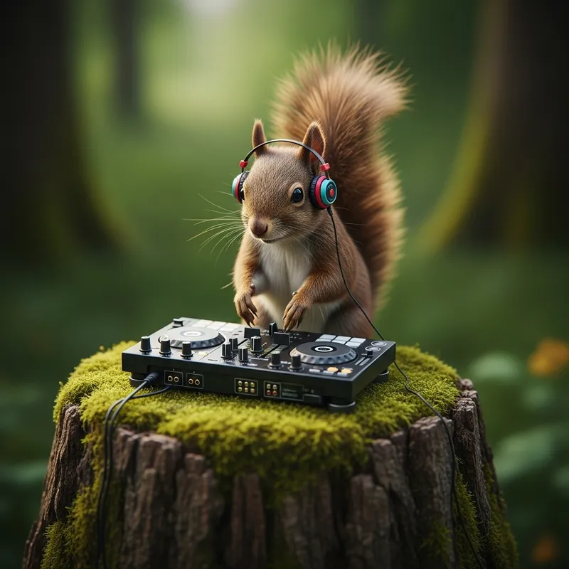 Squirrel DJ: Fun Image of a DJ Deck Performance