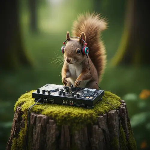 Squirrel DJ: Fun Image of a DJ Deck Performance