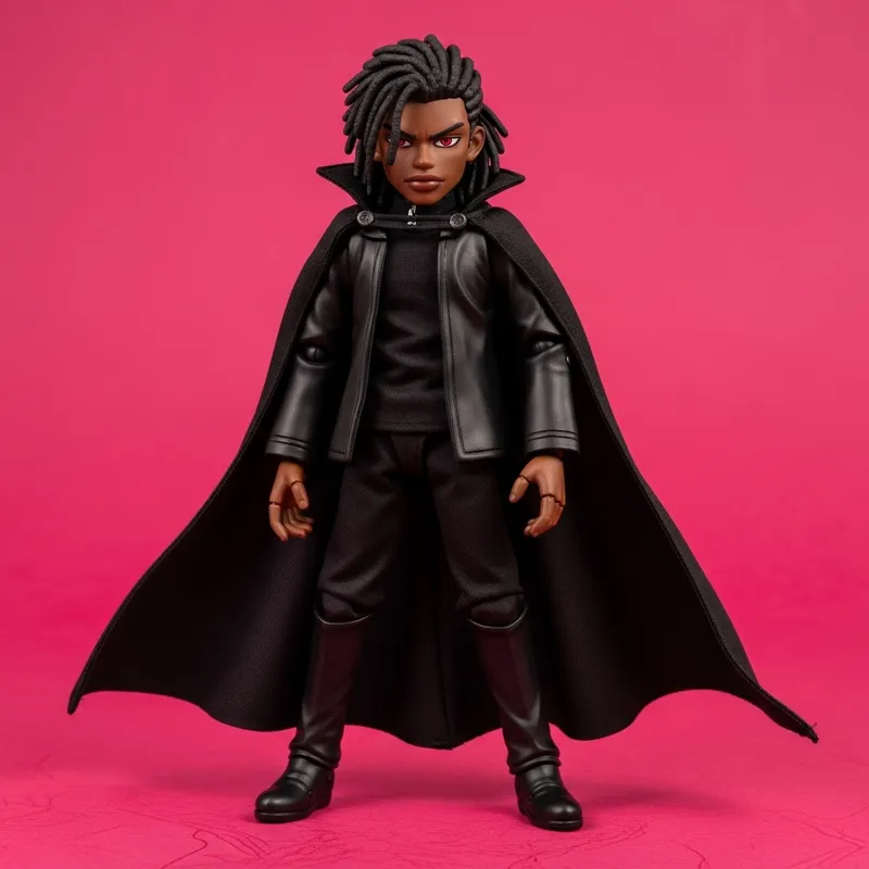 Anime Puppet of a Black Guy in All Black