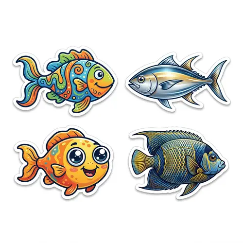 Unique Fish Sticker Vectors | Vibrant, Sleek, Quirky & Realistic Designs