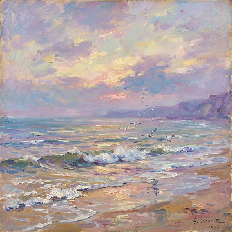 Impressionist Ocean Artwork - Serene Water and Colorful Waves