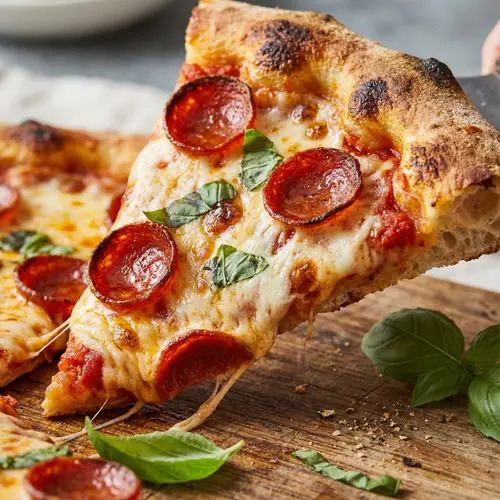 Delicious Pepperoni Pizza with Melted Mozzarella Cheese