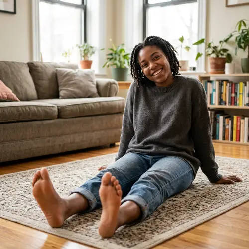 Playful Young Woman Sitting on the Floor
