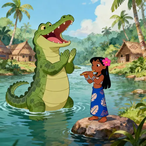 Kawaii Crocodile and Anime Girl: A Jungle Adventure