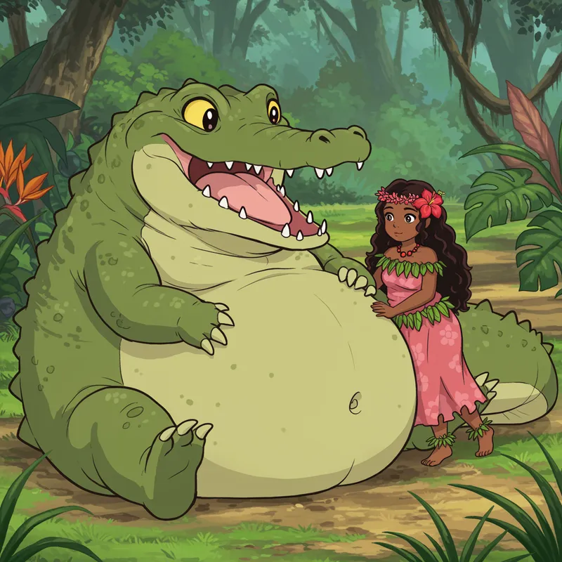 Kawaii Crocodile & Maya Woman Adventure