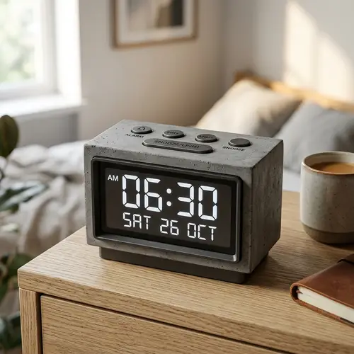 Modern Minimalistic Alarm Clock in Calm, Brutal Colors
