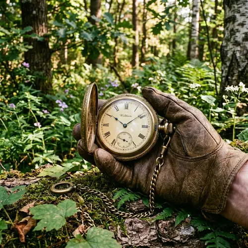 Open Pocket Watch Against Nature Background