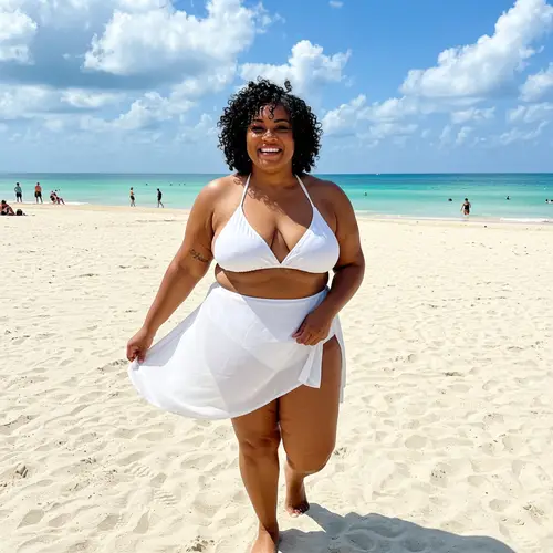 Bbw Granny in White Bikini at the Beach