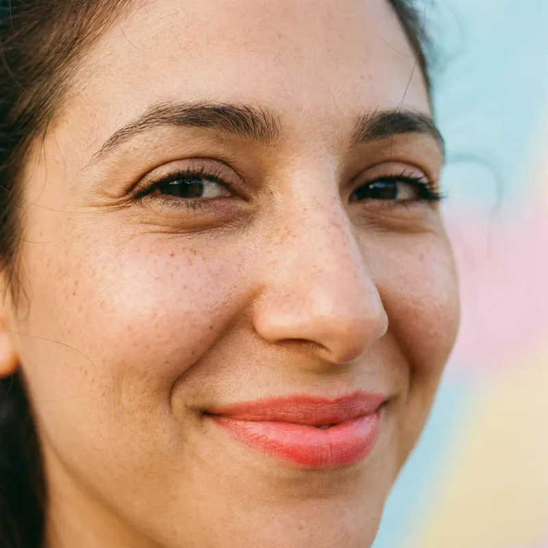 Facial Expressions: Portrait of Joyful Brunette Woman