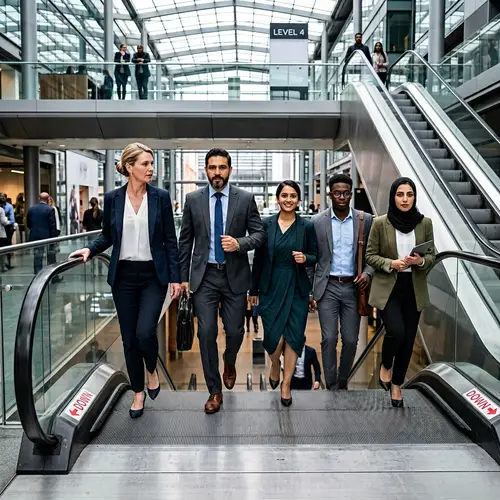 Diverse Business Professionals Defying Gravity | Keep Moving Forward