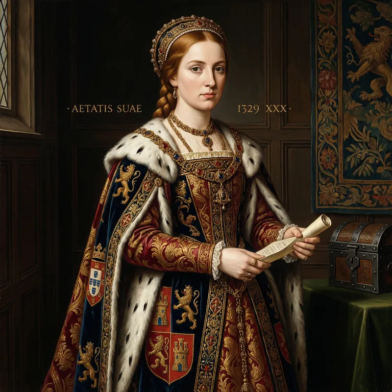 Spanish Queen of 1329 - Medieval Art Inspired by Holbein