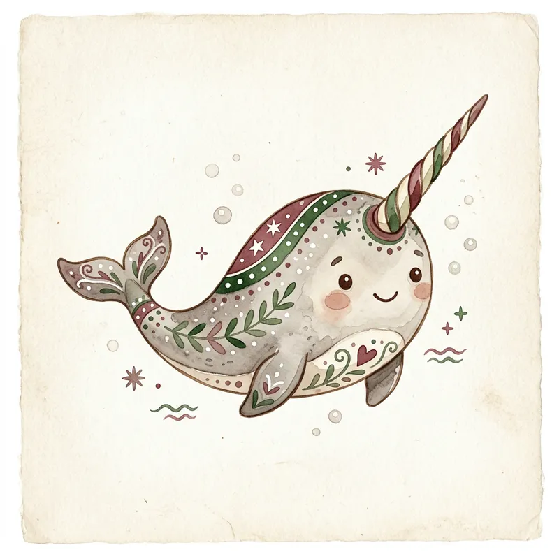 Whimsical Narwhal Illustration in Scandinavian Style