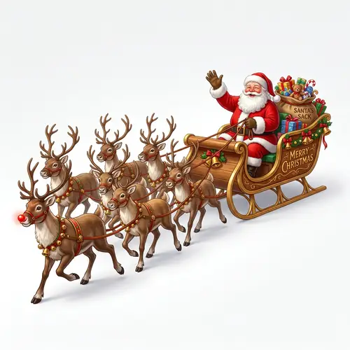 Santa Claus and Reindeer: Festive Image on White Background