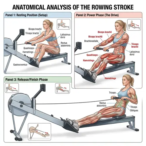Female Muscle Anatomy During Rowing Exercise