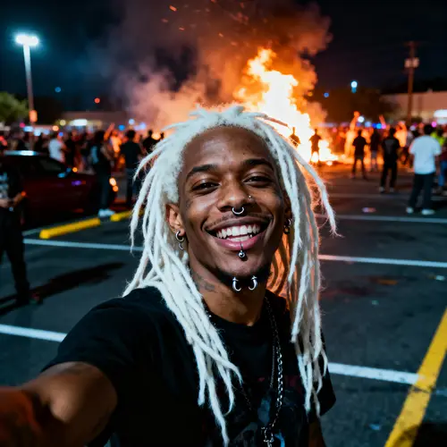 Nighttime Selfie with Unique Style and Energy