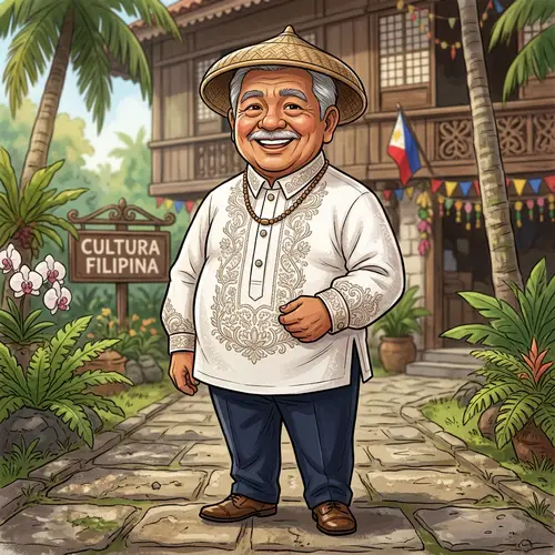 Filipino Barong Tagalog Caricature Style Full Body