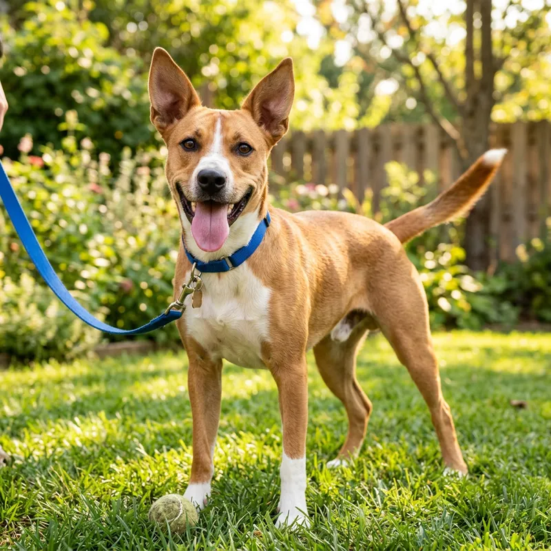 Adorable Dog with Shiny Coat - Outdoor Playful Scene