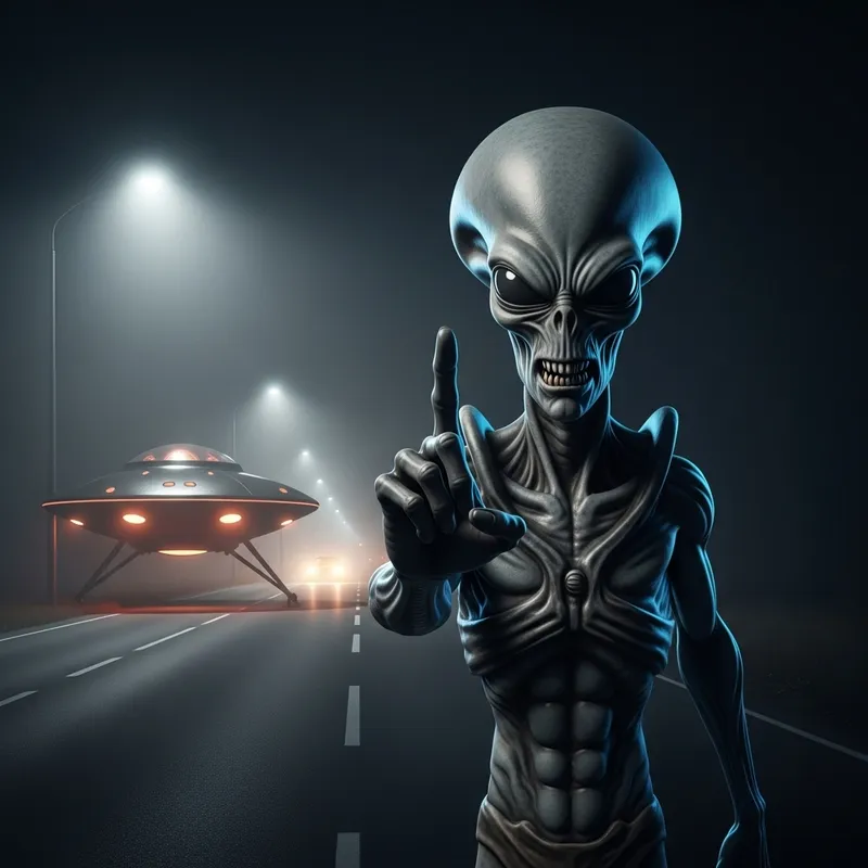 Menacing Alien Encounter on a Foggy Night