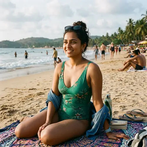 South Asian Woman Swimsuit Photo - Beach Fashion