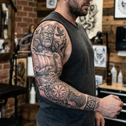 Viking-Inspired Full Sleeve Tattoo Designs