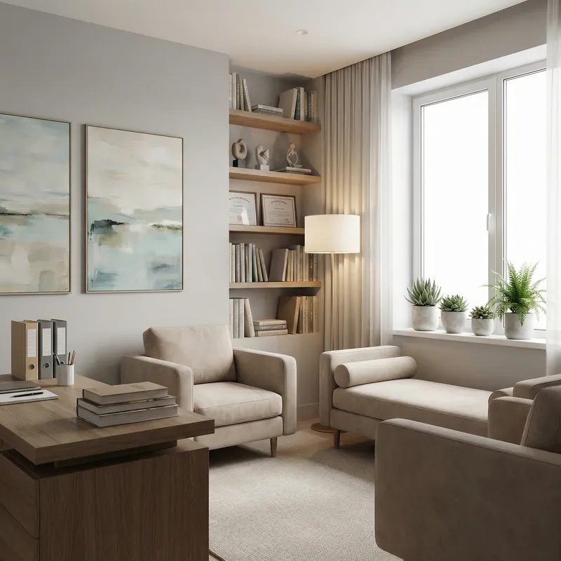 Aesthetic Psychologist Office - Serene & Modern Therapy Space