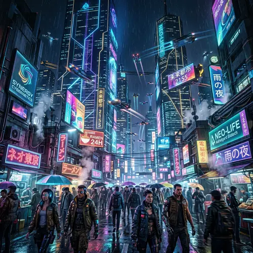 Future Cities, Cyberpunk Aesthetics | Neon Glow Skyscrapers