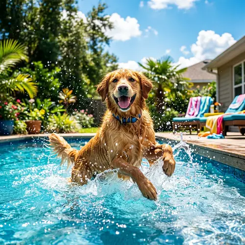 Fun in the Sun: Dog Splashing in a Pool