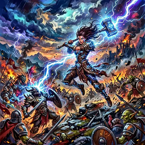 Intense Battle Scene: Powerful Ikiga Wielding Lightning