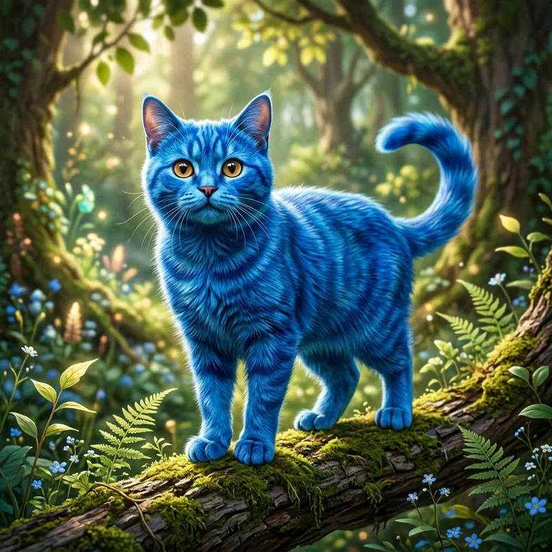 Blue Cat: Mystical Creature with Azure Fur