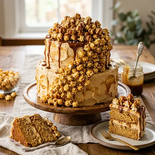 Caramel Popcorn Cake Recipe