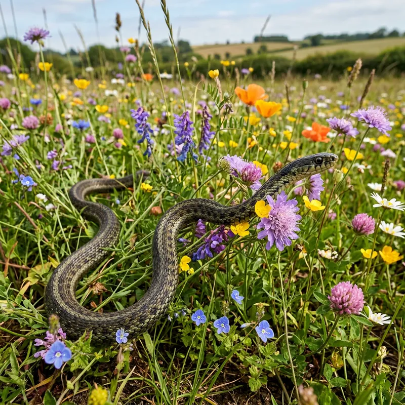 Snake Passing Through Flowers Snake Passing Through Flowers
