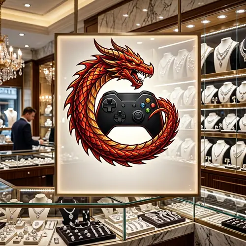 GM Dragon Logo in Red and Black Color - Diamond Shop