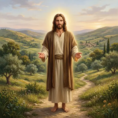 Tranquil Depiction of Jesus Christ | Divine Blessing in Nature