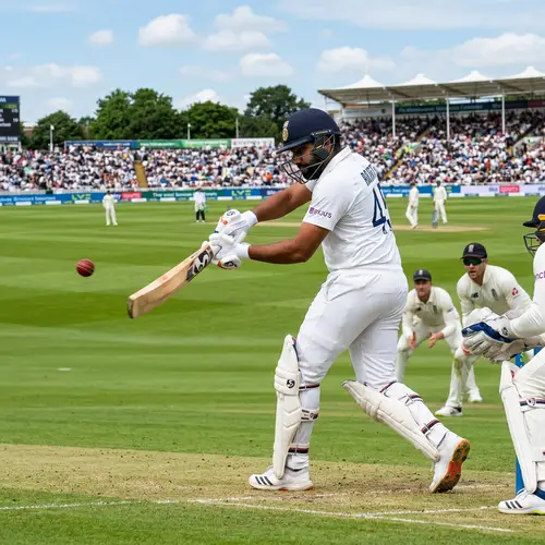 Dynamic South Asian Cricket Batsman in Action