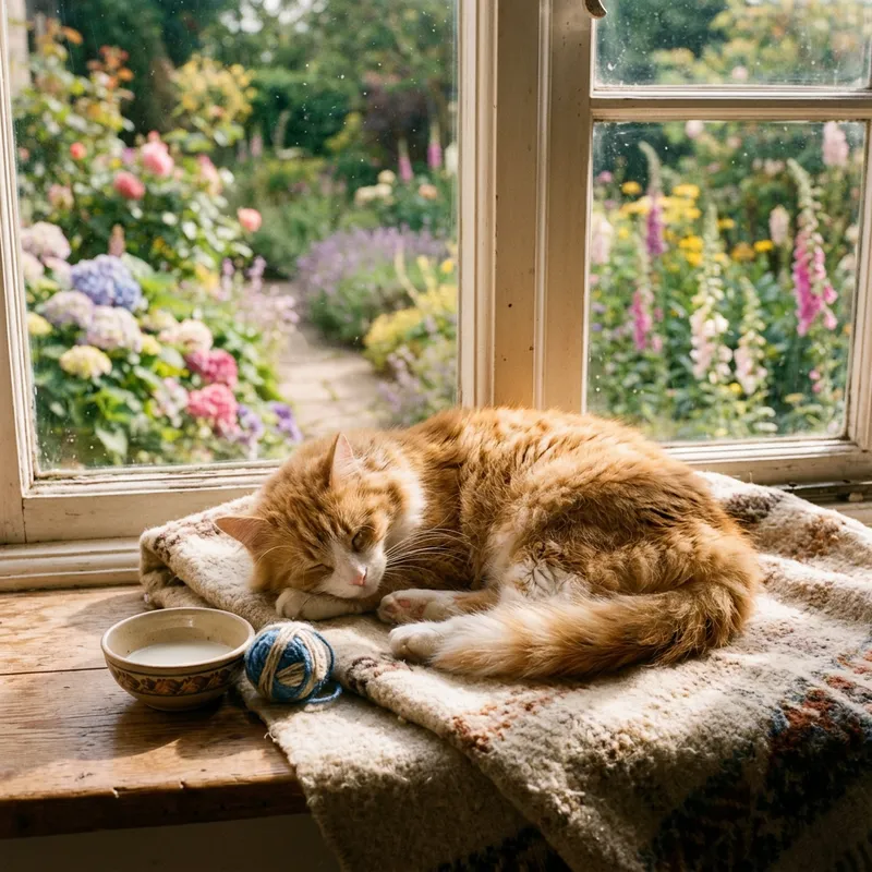 Peaceful Domestic Cat by the Window