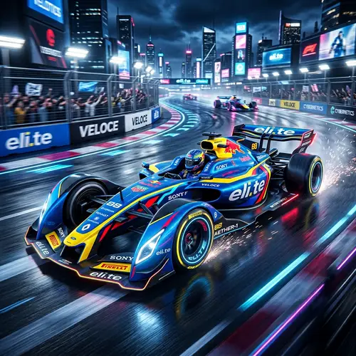 Futuristic Blue and Yellow F1 Car Design
