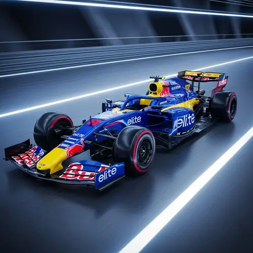 Futuristic Blue and Yellow F1 Car Design