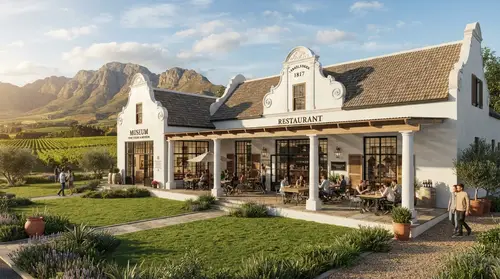 3D Render of South African Wine Estate & Restaurant