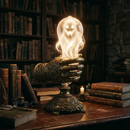 Giant Hand Lamp Holding a Ghost Bulb