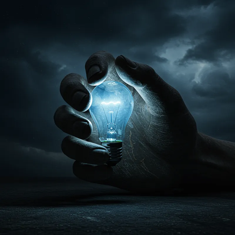 Giant Hand Lamp Holding a Ghost Bulb