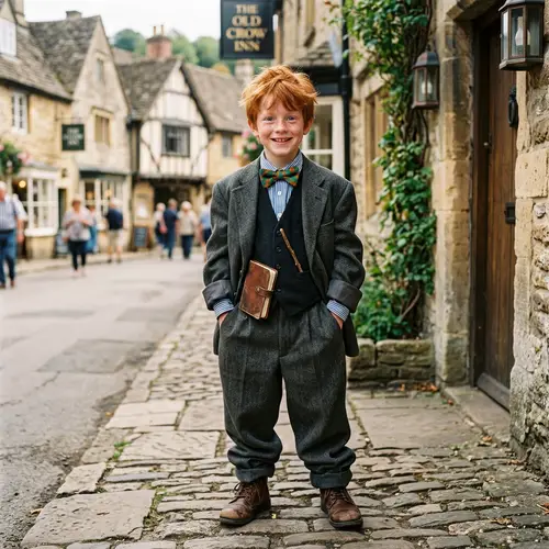 Young Boy in Stylish Suit | Wizard-Like Appearance
