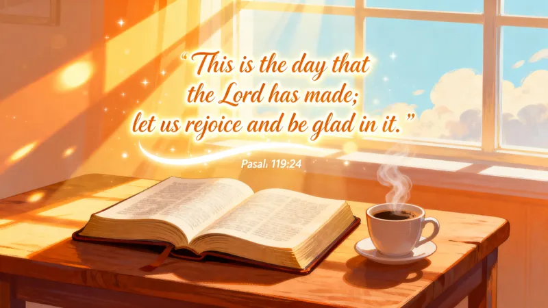 Cheerful Morning Sunrise with Bible & Coffee
