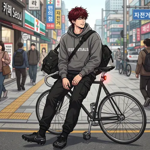Stylish Manhwa Character with Red Hair