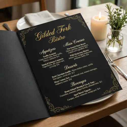 Elegant Restaurant Menu Design for Diverse Cuisine