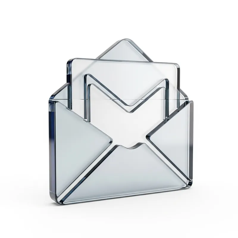 Elegant 3D Glassmorphism Mail Envelope Icon