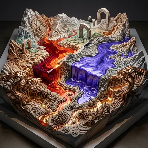 Surreal Fusion of Art Techniques in Landscape Exploration