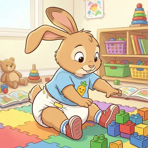 Adorable Toddler Rabbit in Baby Clothes | Cute Cartoon Character